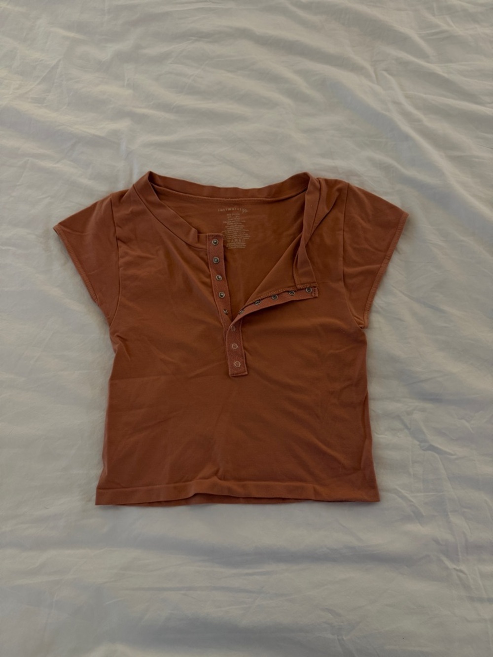 Free People Short Sleeve Snap Crop Top